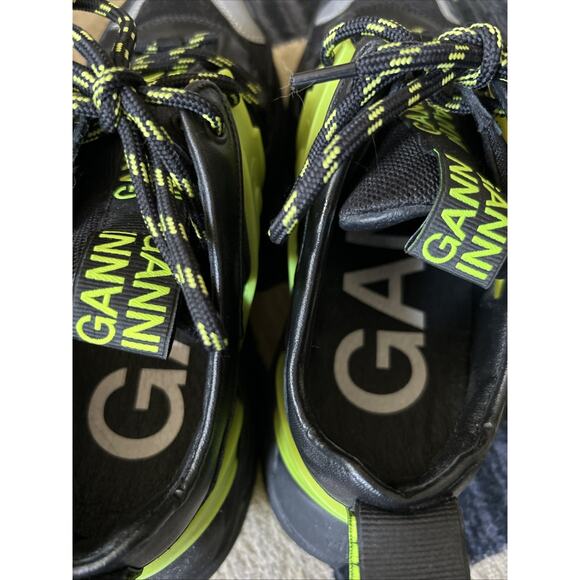 Ganni Green and Black Moto Style Sneaker With Platform | 38 - Picture 5 of 5